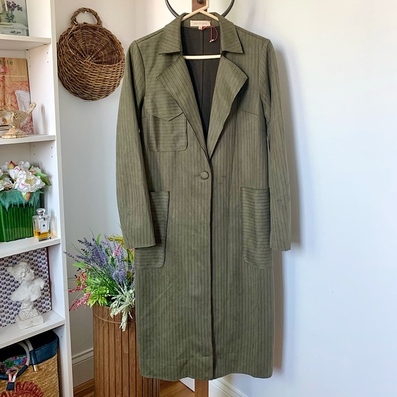 Anthropologie Jackets & Blazers - NEW Anthropologie Solitaire Faux Suede Duster Long Jacket Olive green